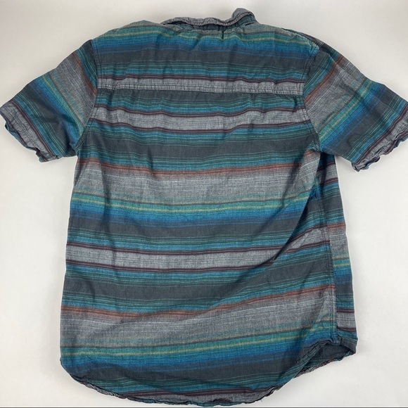 Carbon Button Down Shirt Boys Medium Classic Fit Blue Gray Striped - Picture 8 of 8